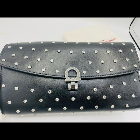 Salvatore Ferragamo | Bags | Salvatore Ferragamo Studded  Salvatore Ferragamo Studded Gancino Leather Wallet-On-Chain $1150